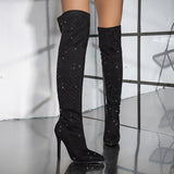 Nolana Shiny Rhinestone Over-the-knee Boots