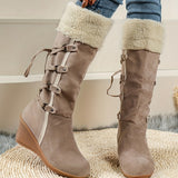 Magnolia Wedge Furry Knee-High Boots