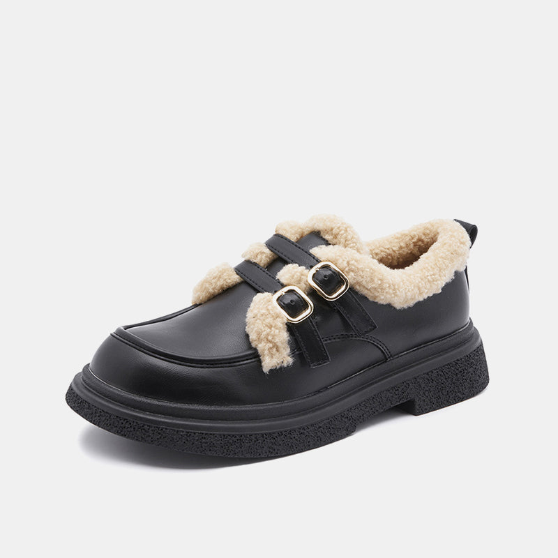 Daphne Plush Platform Buckle Loafers