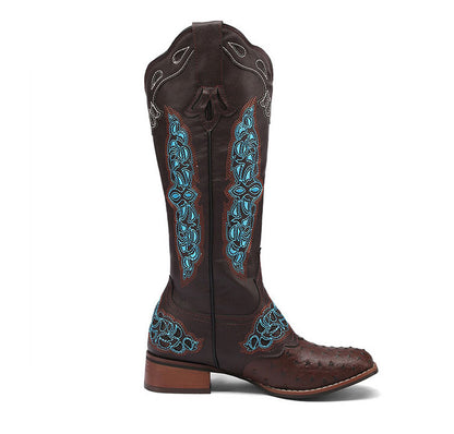 Peony Patchwork Leather Boots
