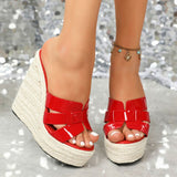 Nepeta Simple Straw Wedge Slippers