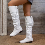 Primula Tie Up Pleated Knee-High Boots