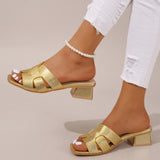 Gerbera Solid Color Block Heel Sandals