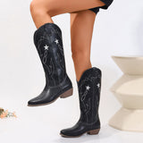 Daisy Star Embroidery Cowboy Boots