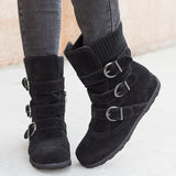 Hebe Buckle Knit Ankle Boots