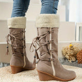 Magnolia Wedge Furry Knee-High Boots