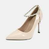 Dianella Elegant Pearl Strap Pumps