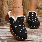 Nepeta Rivet Plush Heel Slippers