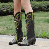 Gardenia Floral Embroidery Boots