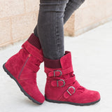 Hebe Buckle Knit Ankle Boots