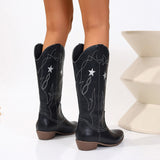 Daisy Star Embroidery Cowboy Boots