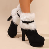 Waterlily Plush Bow Ankle Boots