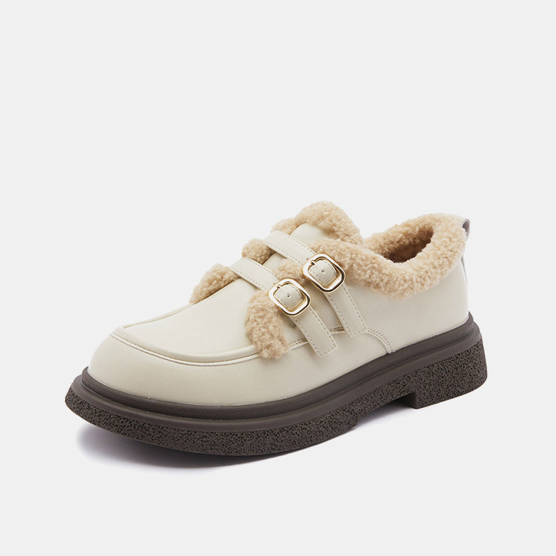 Daphne Plush Platform Buckle Loafers