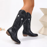 Daisy Star Embroidery Cowboy Boots