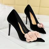 Nepeta Flower Suede Stiletto Pumps