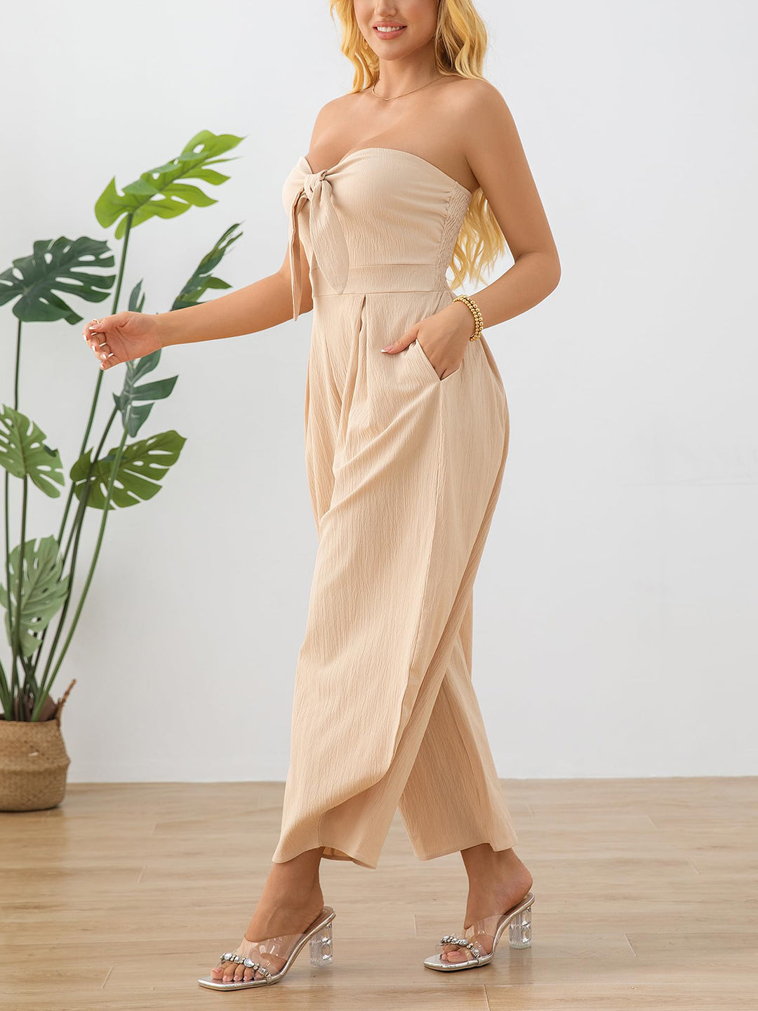 Strapless Wide Leg Jumpsuit