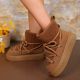 Hosta Cross Strap Furry Ankle Boots