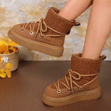 Hosta Cross Strap Furry Ankle Boots