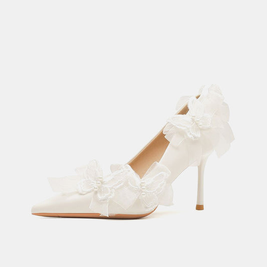 Lantana White Lace Decor Heels