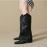 Nemesia Rivet Block Heel Knee-High Boots