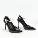 Dianella Elegant Pearl Strap Pumps