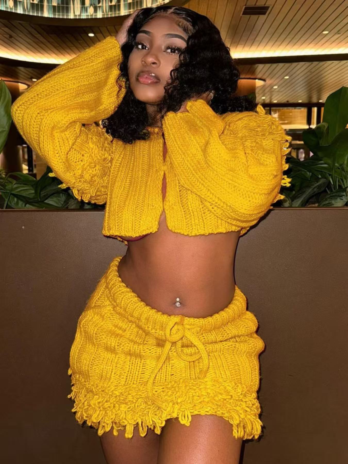 Mila Cropped Cardigan Skirt Set