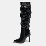 Erica Glossy Ruched Boots