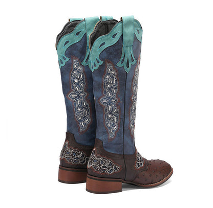 Peony Patchwork Leather Boots