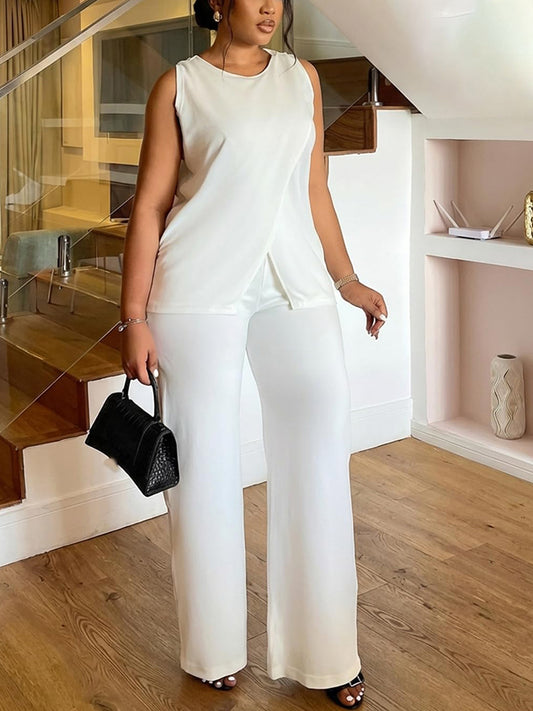 Cross-Back Top & Wide Pants Lounge Set