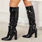 Marigold Patent Leather Knee-high Boots