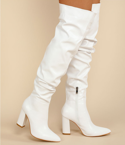 Rose Vogue Block Heel Overknee Boots