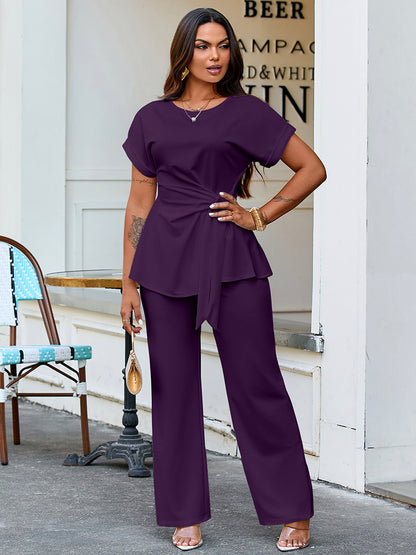 Effortless Tie Top & Wide Pants Set