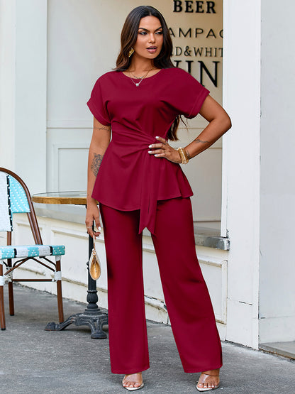 Effortless Tie Top & Wide Pants Set