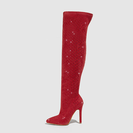 Nolana Shiny Rhinestone Over-the-knee Boots