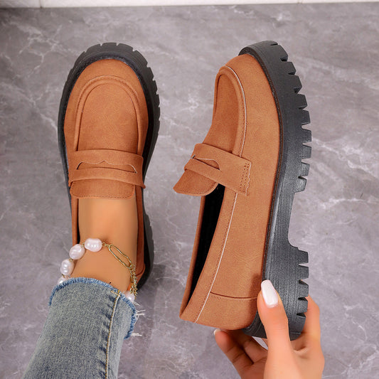 Gerbera Solid Color Platform Loafers