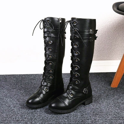 Wandflower Buckle Knee High Boots