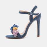 Hosta Flower Denim Sandals