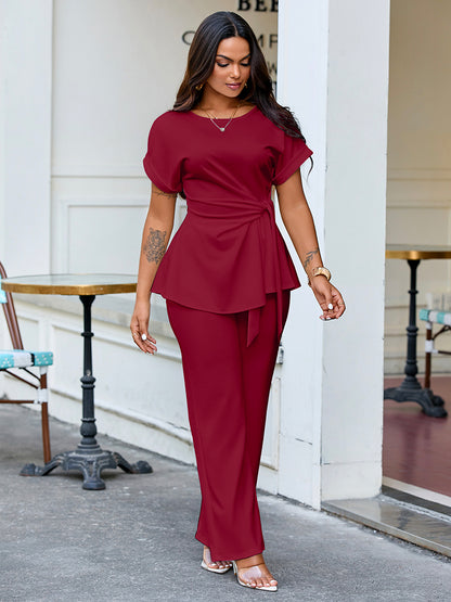 Effortless Tie Top & Wide Pants Set