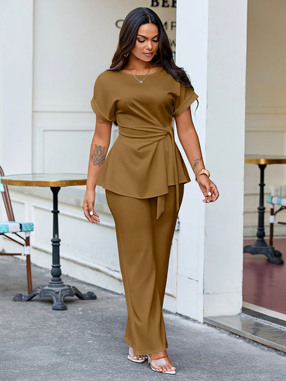 Effortless Tie Top & Wide Pants Set