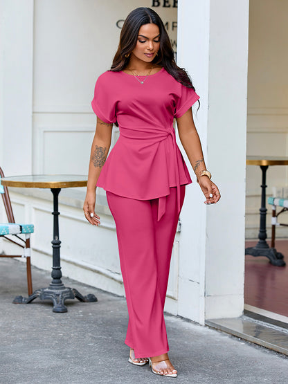 Effortless Tie Top & Wide Pants Set