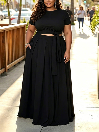 Wrap Crop Top Skirt Set