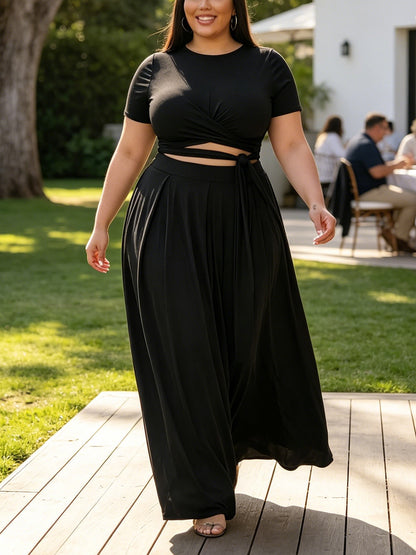 Wrap Crop Top Skirt Set