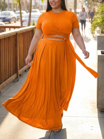 Wrap Crop Top Skirt Set