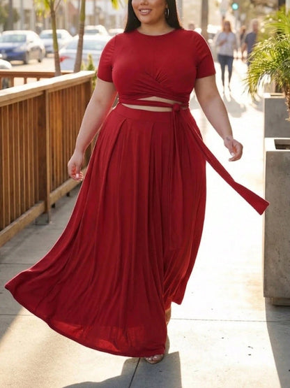Wrap Crop Top Skirt Set