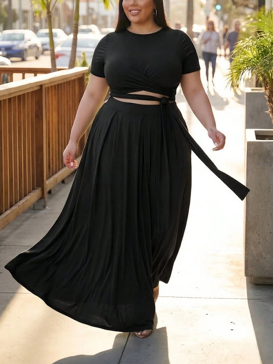 Wrap Crop Top Skirt Set