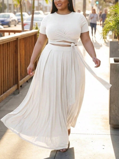 Wrap Crop Top Skirt Set