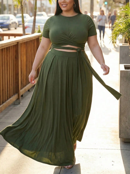 Wrap Crop Top Skirt Set
