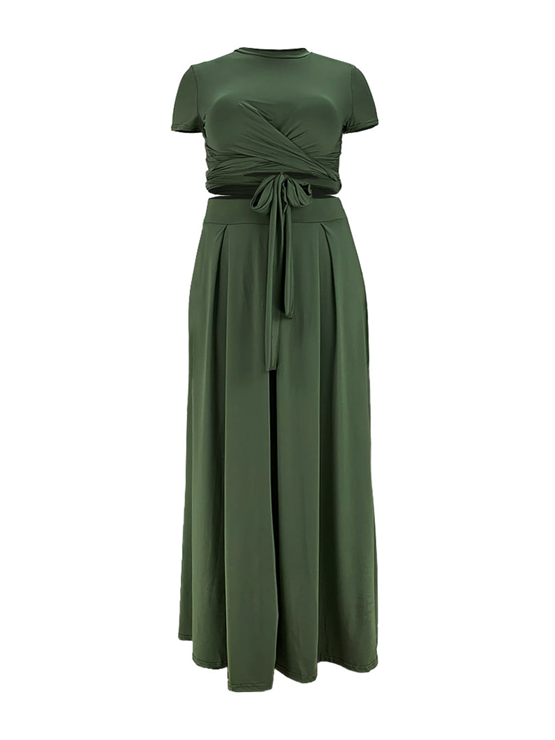 Wrap Crop Top Skirt Set