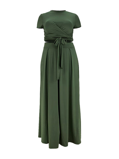 Wrap Crop Top Skirt Set