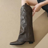 Nemesia Rivet Block Heel Knee-High Boots